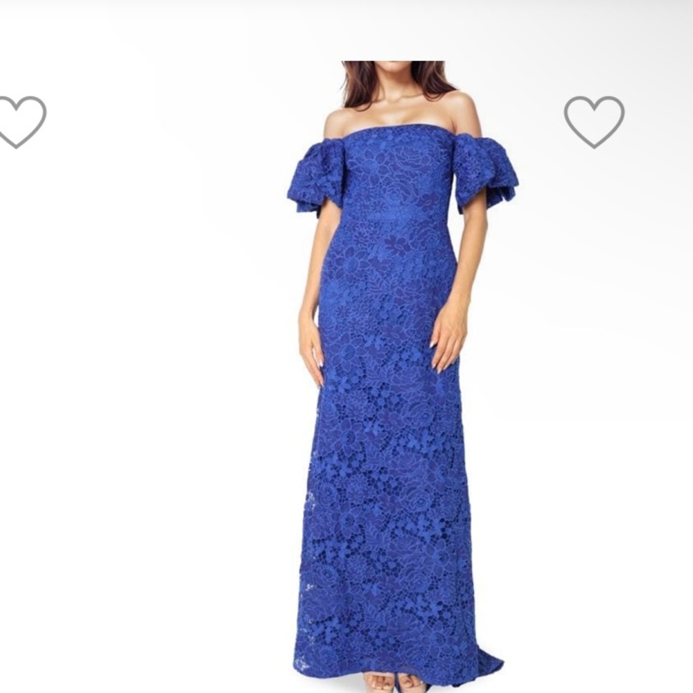 Elegant Blue Lace Off-Shoulder Dress